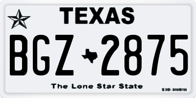 TX license plate BGZ2875