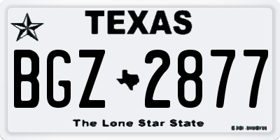 TX license plate BGZ2877