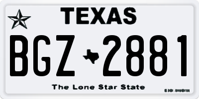 TX license plate BGZ2881