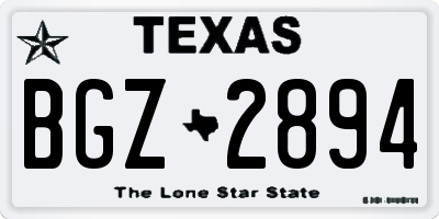 TX license plate BGZ2894