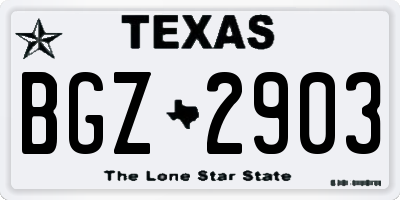 TX license plate BGZ2903