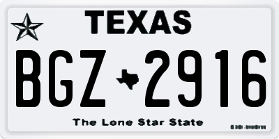 TX license plate BGZ2916