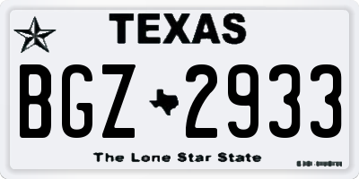 TX license plate BGZ2933