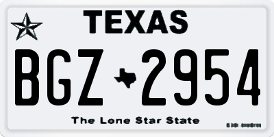 TX license plate BGZ2954