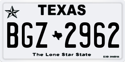 TX license plate BGZ2962