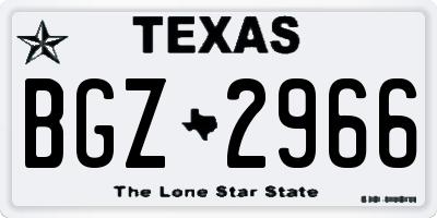 TX license plate BGZ2966