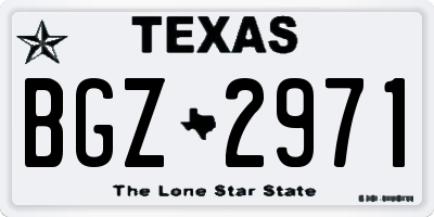 TX license plate BGZ2971