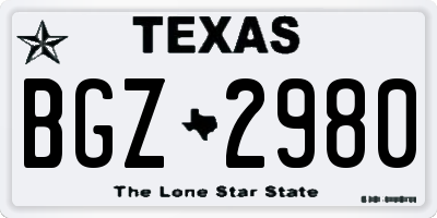 TX license plate BGZ2980