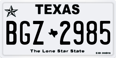 TX license plate BGZ2985