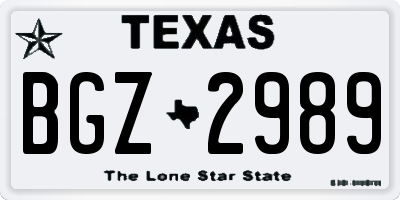 TX license plate BGZ2989