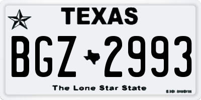 TX license plate BGZ2993