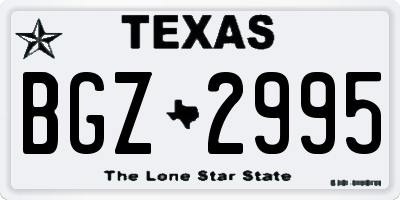TX license plate BGZ2995