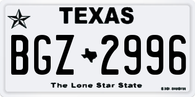 TX license plate BGZ2996