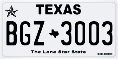 TX license plate BGZ3003