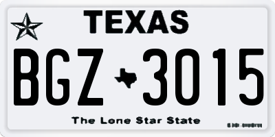 TX license plate BGZ3015