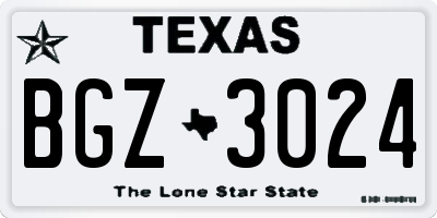 TX license plate BGZ3024