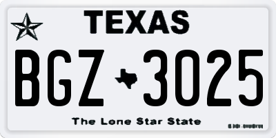 TX license plate BGZ3025