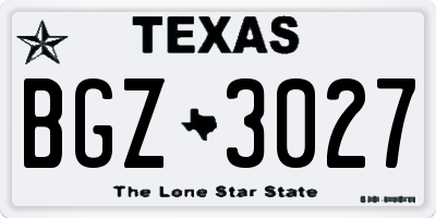 TX license plate BGZ3027
