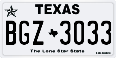 TX license plate BGZ3033