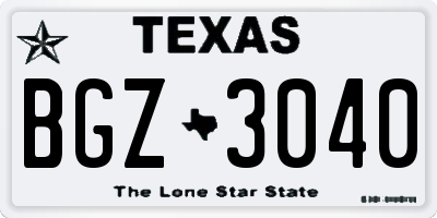 TX license plate BGZ3040