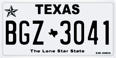 TX license plate BGZ3041