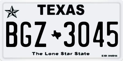 TX license plate BGZ3045