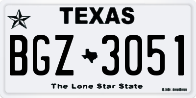 TX license plate BGZ3051