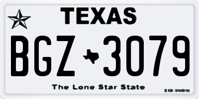TX license plate BGZ3079