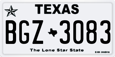 TX license plate BGZ3083