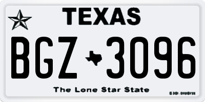 TX license plate BGZ3096
