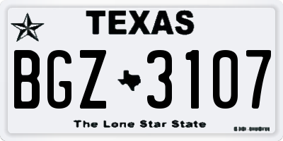 TX license plate BGZ3107