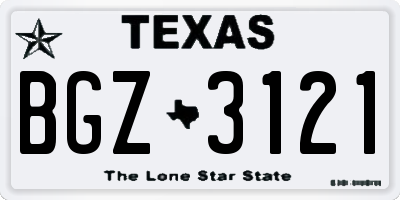 TX license plate BGZ3121