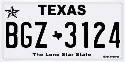 TX license plate BGZ3124