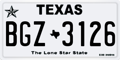 TX license plate BGZ3126