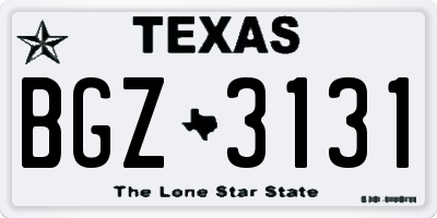 TX license plate BGZ3131