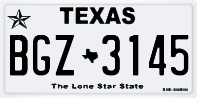TX license plate BGZ3145