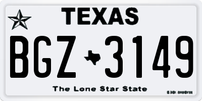 TX license plate BGZ3149