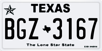 TX license plate BGZ3167