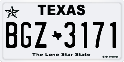 TX license plate BGZ3171