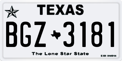 TX license plate BGZ3181