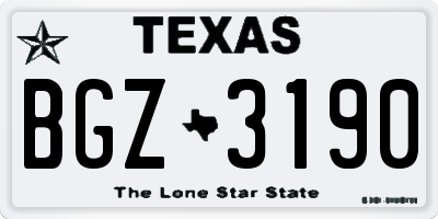 TX license plate BGZ3190