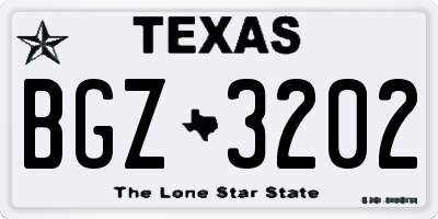 TX license plate BGZ3202