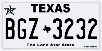 TX license plate BGZ3232