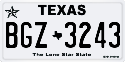 TX license plate BGZ3243