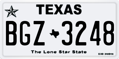 TX license plate BGZ3248