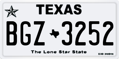 TX license plate BGZ3252