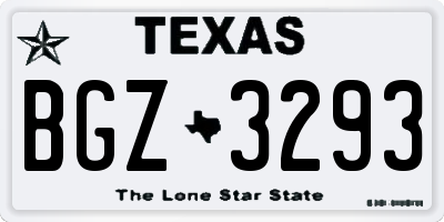 TX license plate BGZ3293