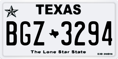 TX license plate BGZ3294