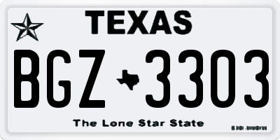 TX license plate BGZ3303