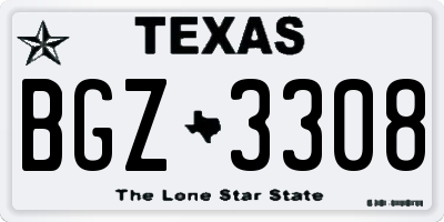 TX license plate BGZ3308
